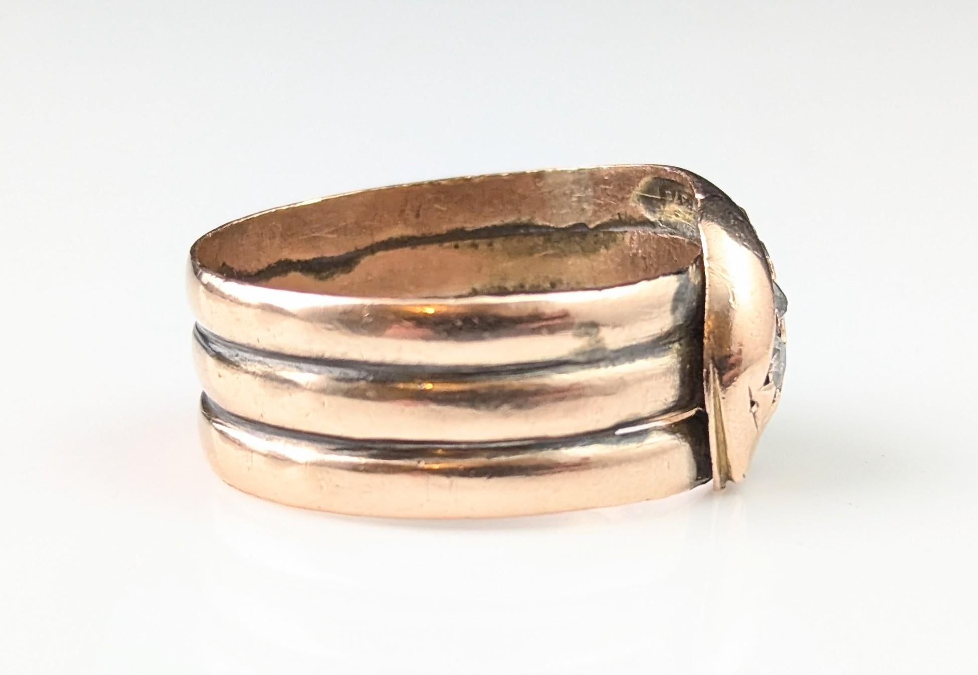 Antique Diamond snake ring, 9k rose gold For Sale 9
