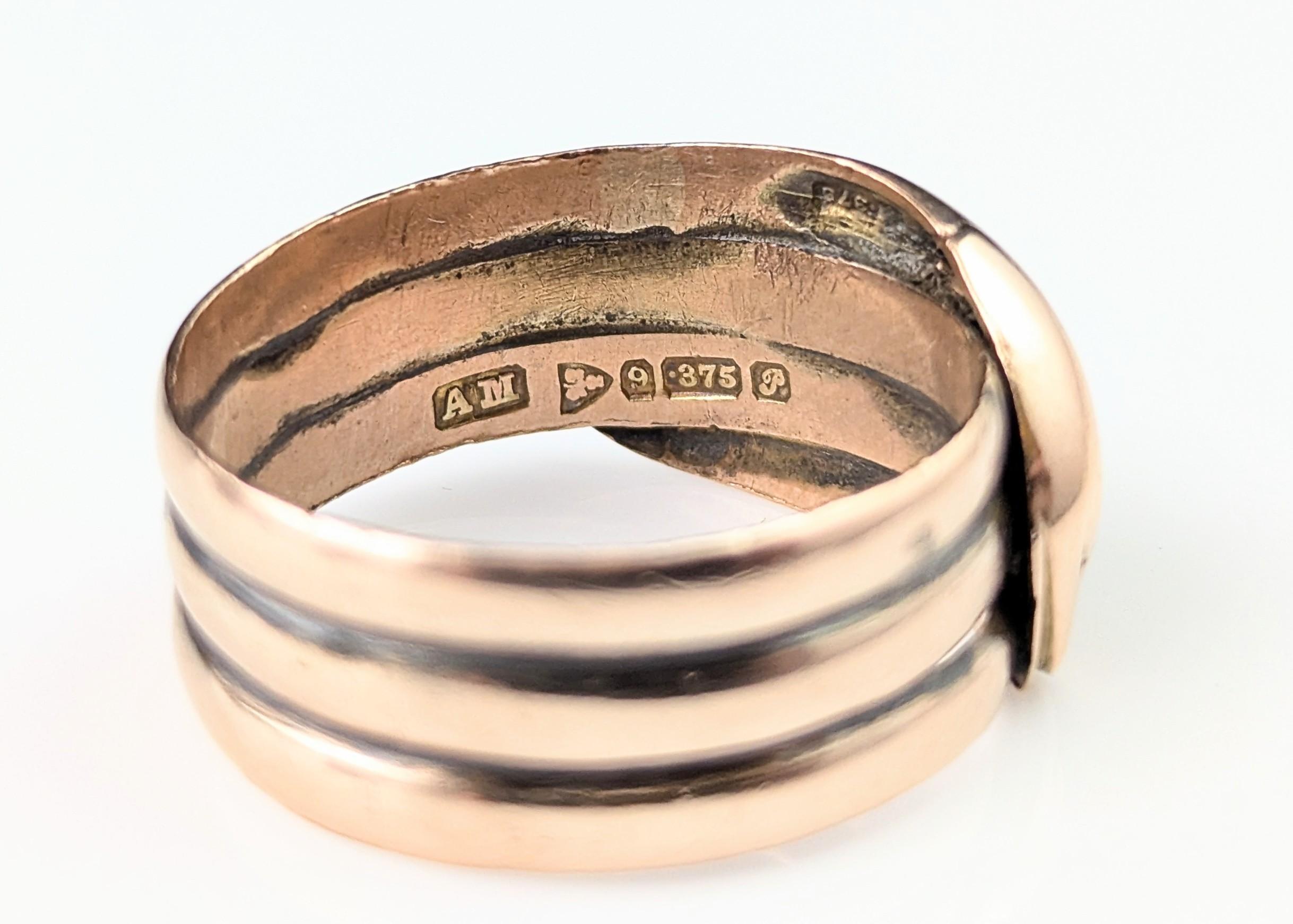 Antique Diamond snake ring, 9k rose gold For Sale 10