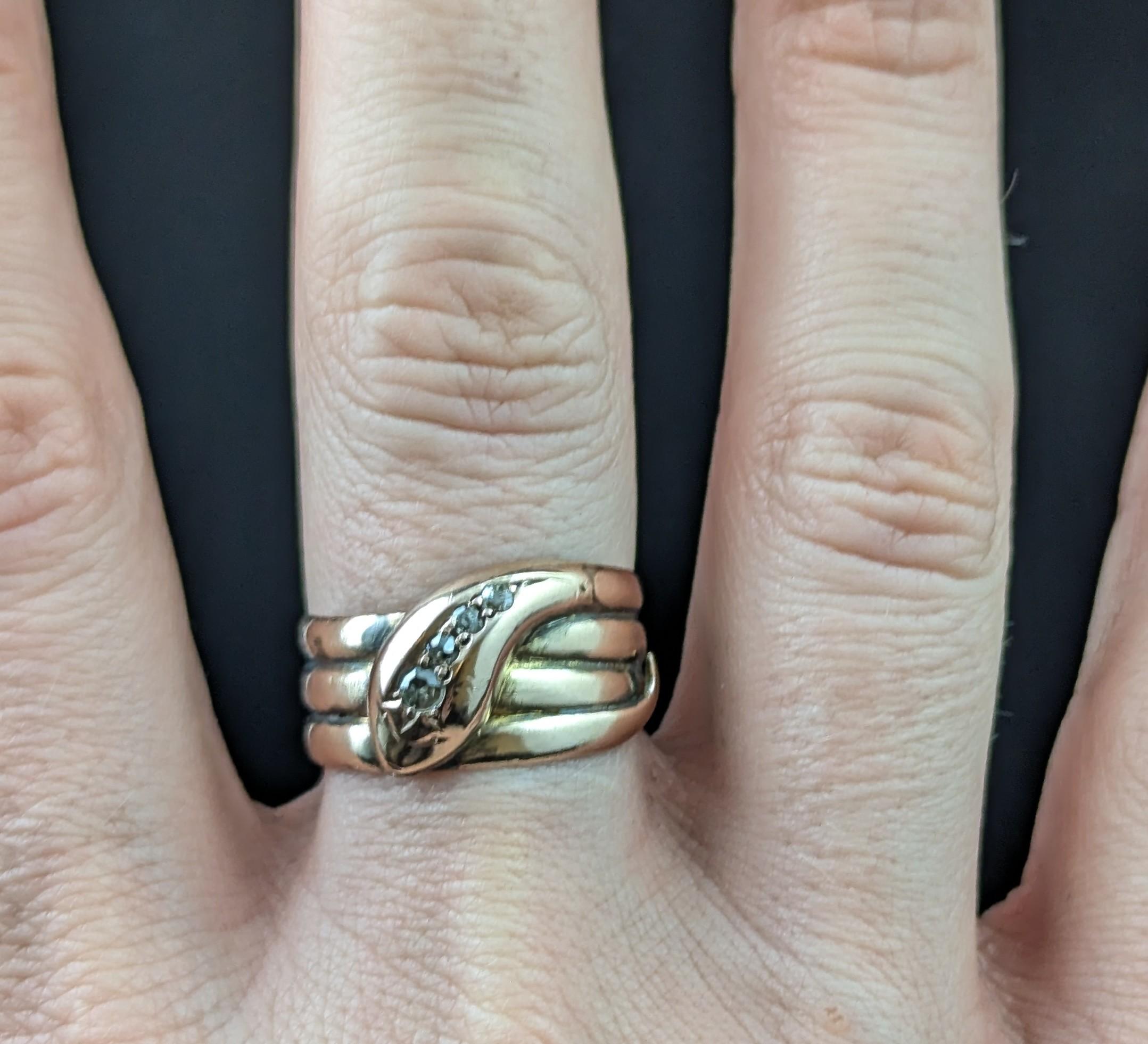 Antique Diamond snake ring, 9k rose gold For Sale 2