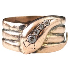 Antiker Diamant-Schlangenring, 9k Roségold