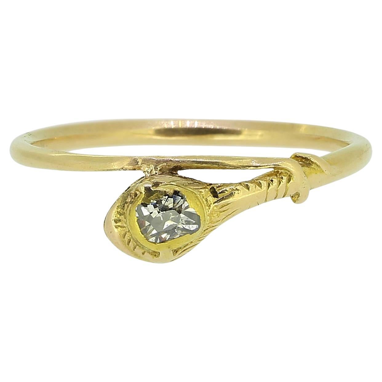 Anello a serpente con diamante antico