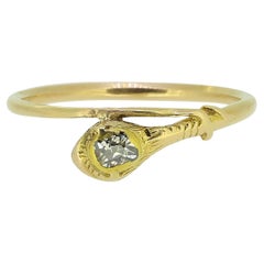 Anello a serpente con diamante antico