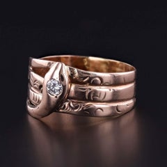 Antique Diamond Snake Ring of 9ct Gold, Circa 1920