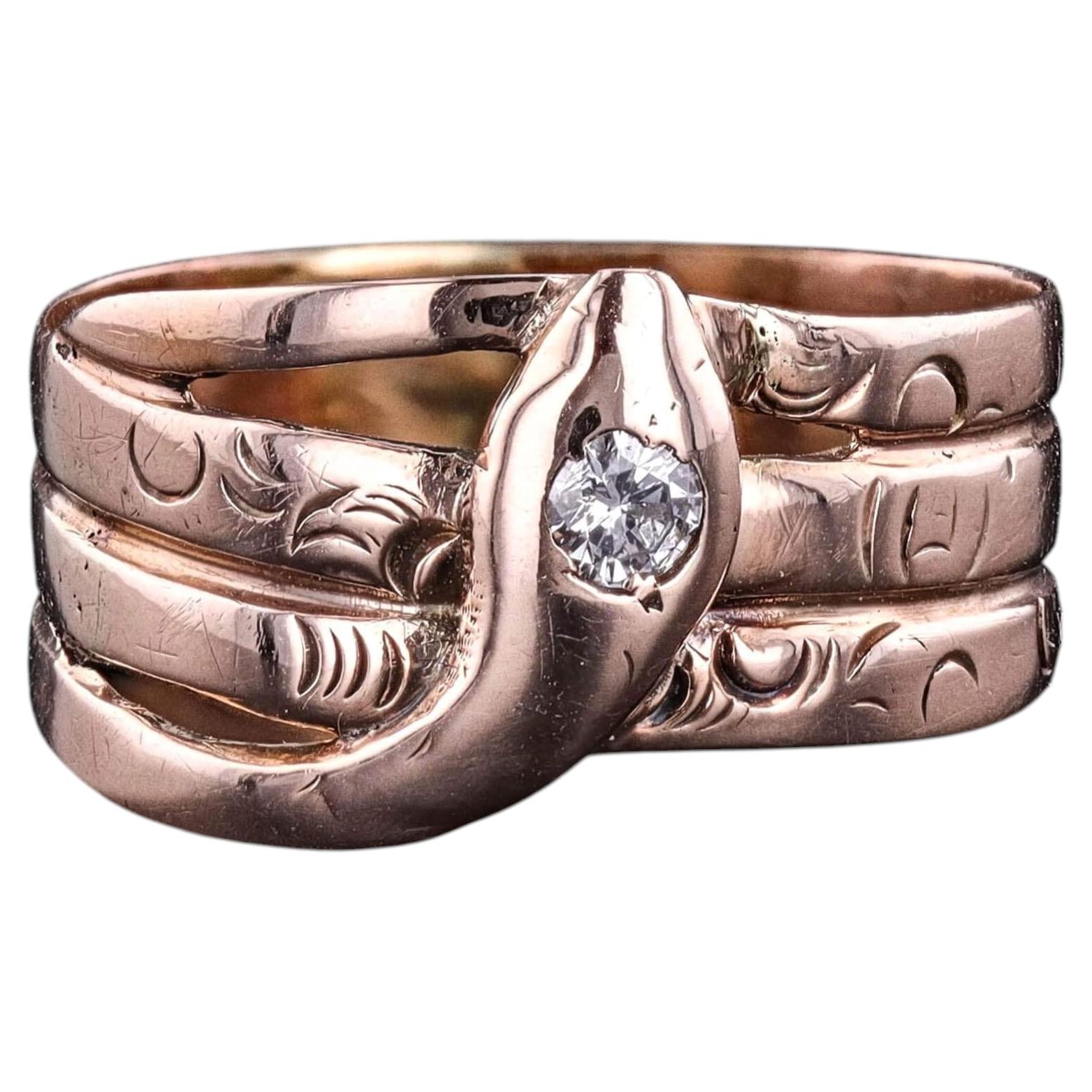 Antico anello a serpente con diamante in oro 9ct, CIRCA 1920