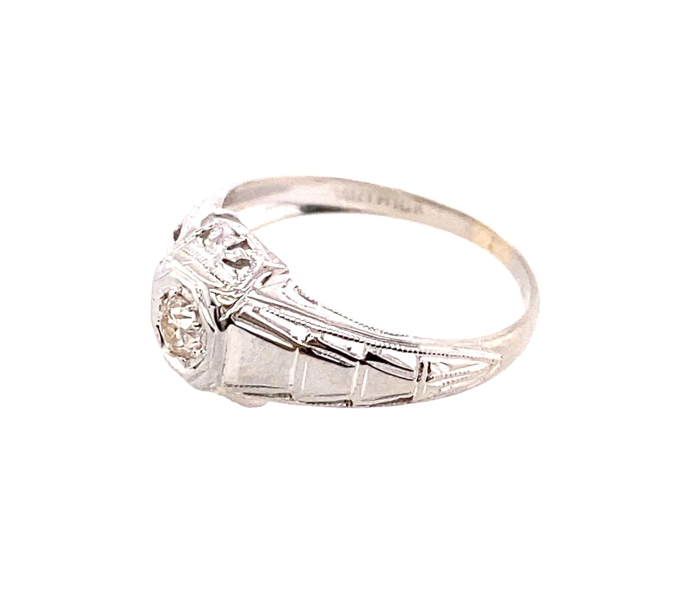 Women's Art Deco Diamond Engagement Ring .12ct Old European Cut Original 1930's Antique For Sale