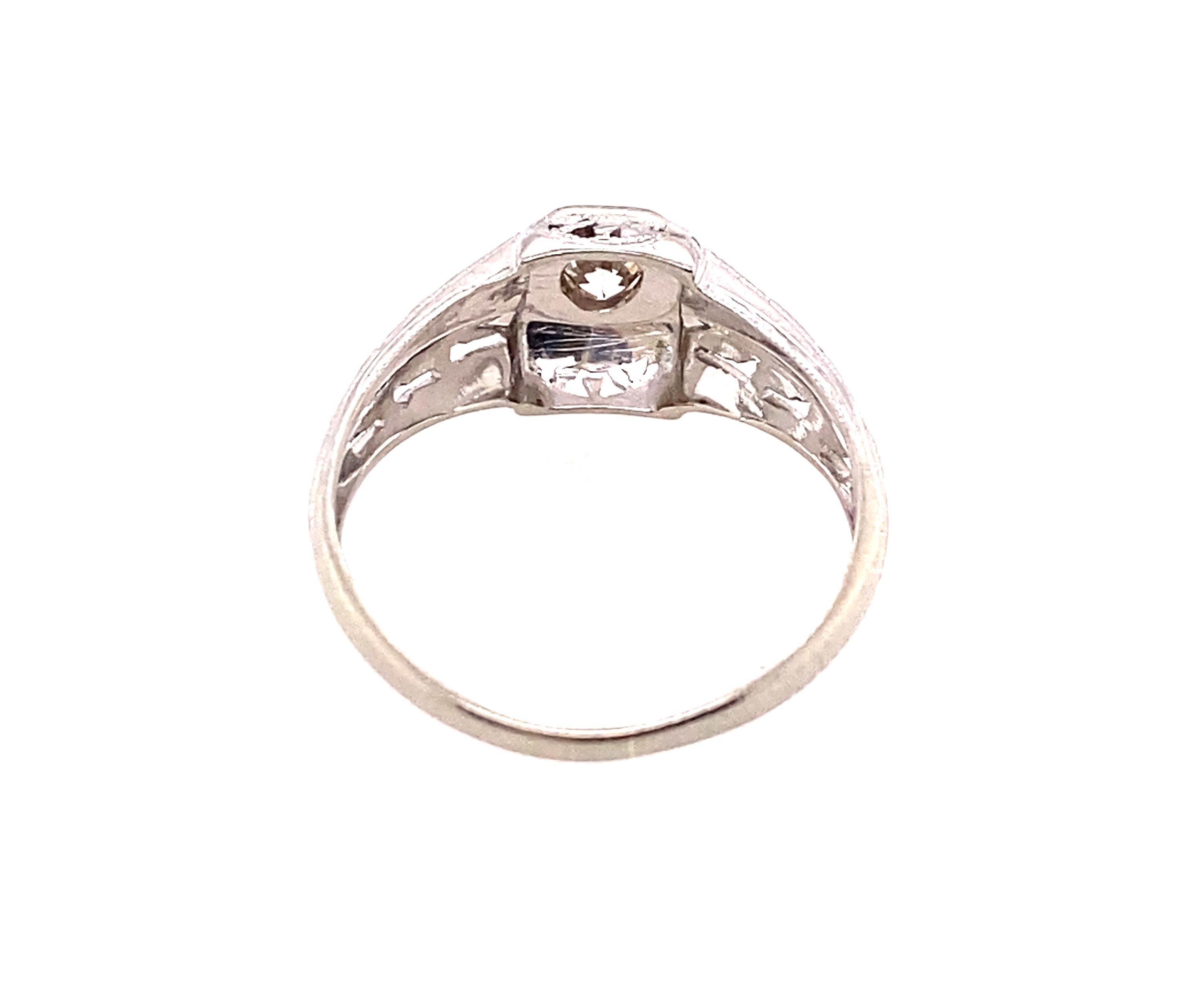 Art Deco Diamond Engagement Ring .12ct Old European Cut Original 1930's Antique For Sale 2