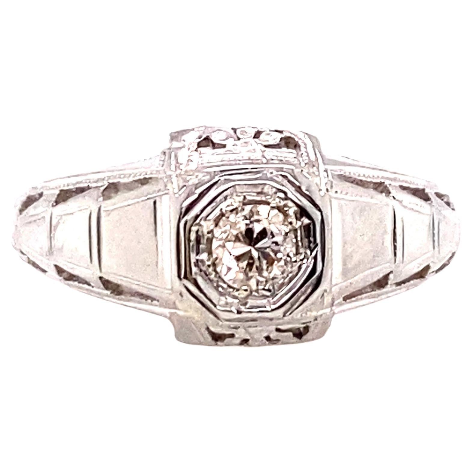 Art Deco Diamond Engagement Ring .12ct Old European Cut Original 1930's Antique For Sale