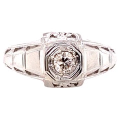 Art Deco Diamond Engagement Ring .12ct Old European Cut Original 1930's Antique
