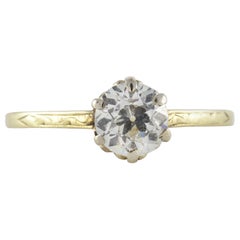 Bague de fiançailles solitaire ancienne en diamants