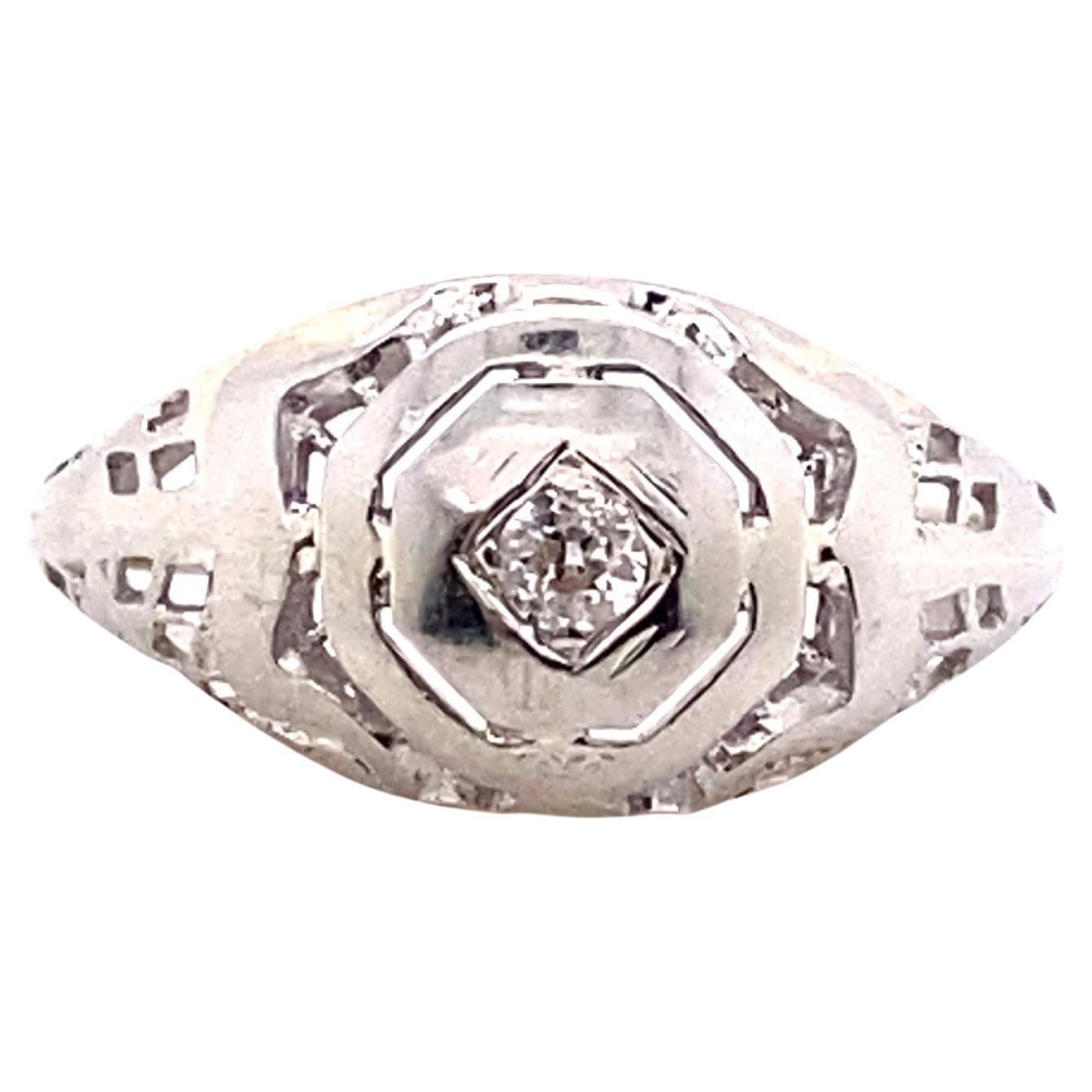 Art Deco Diamond Ring Old European Cut Original 1920's -1930's Antique 18K For Sale