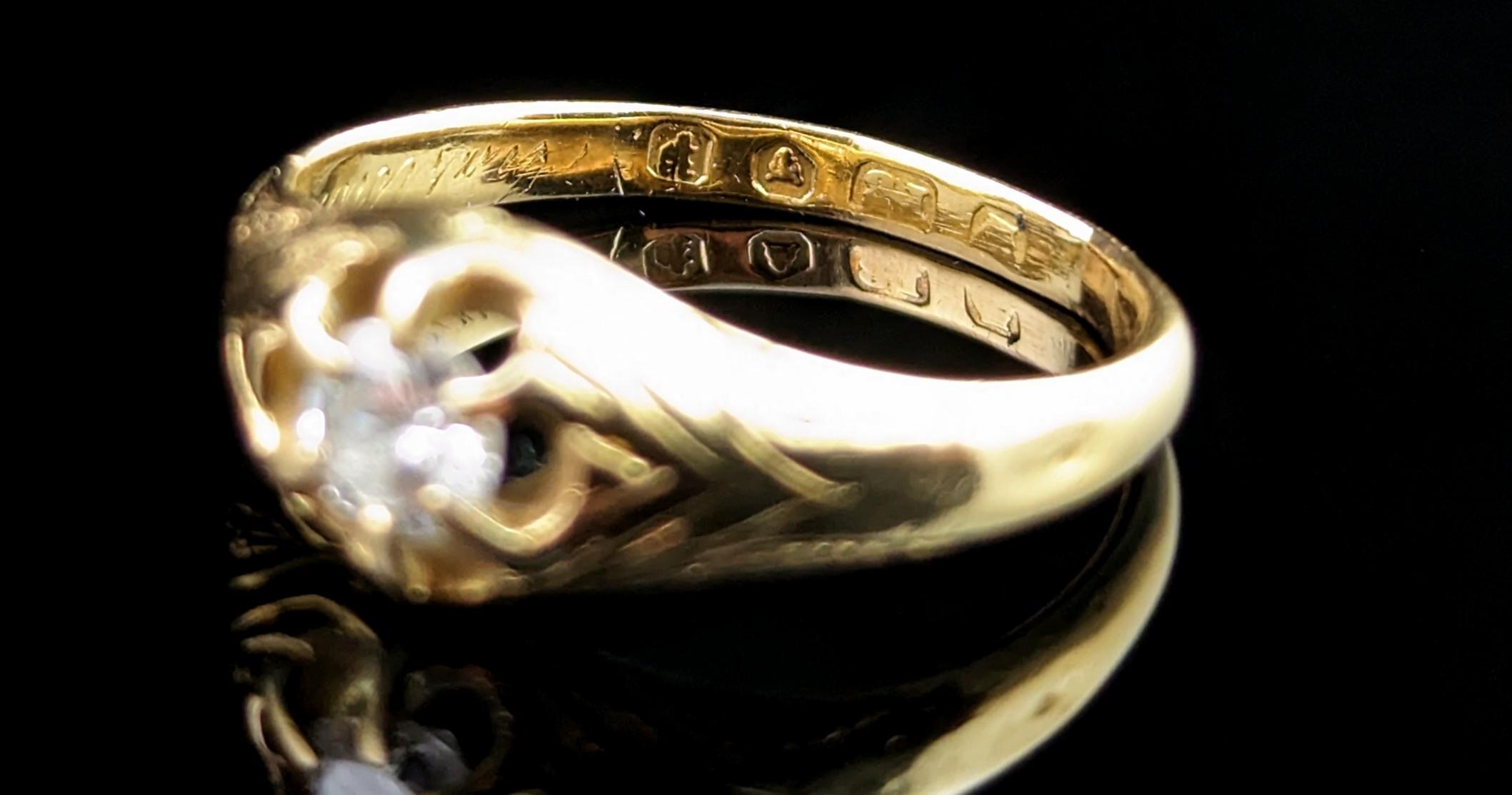 Antiker Diamant Solitär-Ring, 18 Karat Gelbgold im Angebot 4