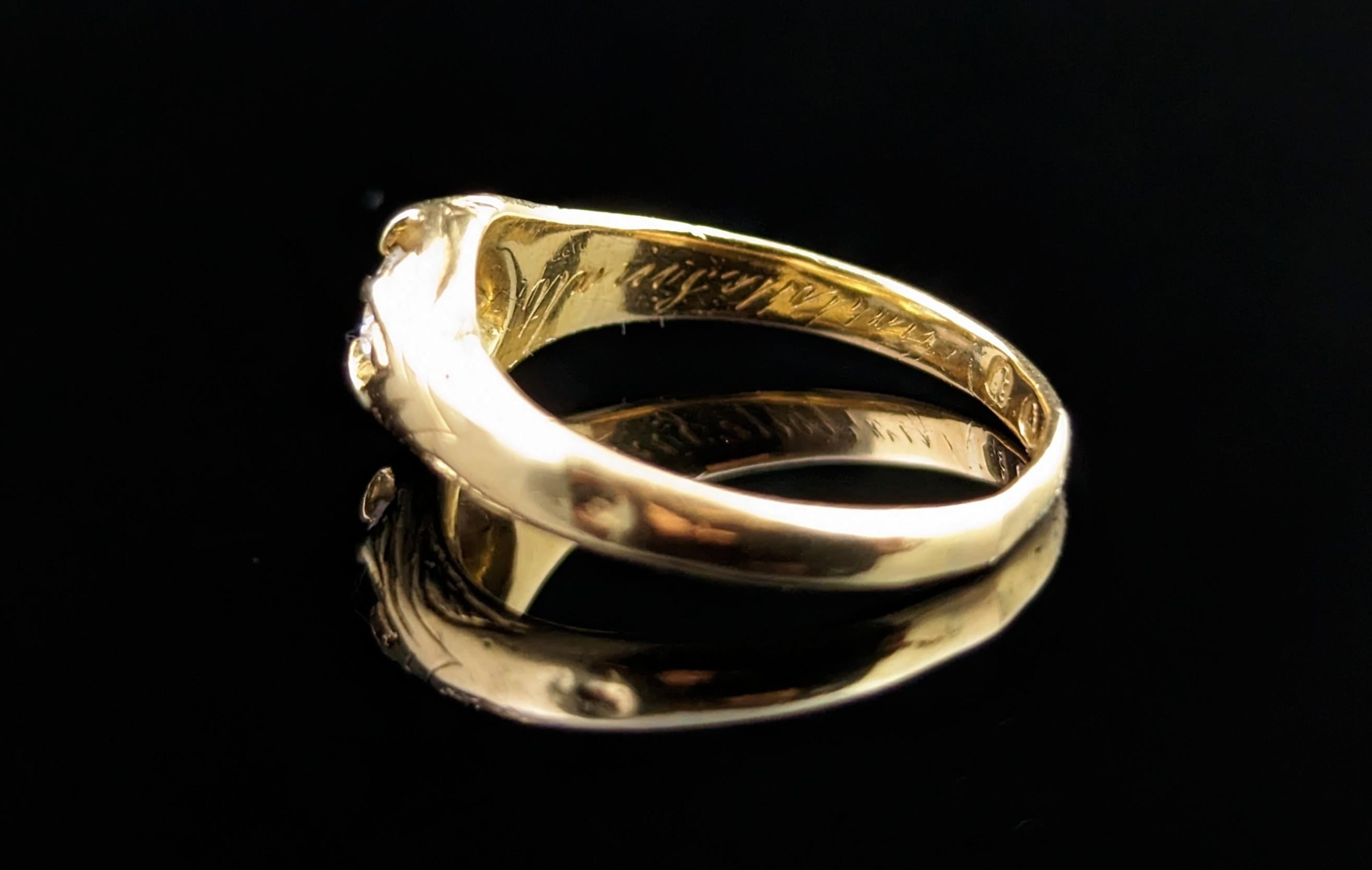 Antiker Diamant Solitär-Ring, 18 Karat Gelbgold im Angebot 5