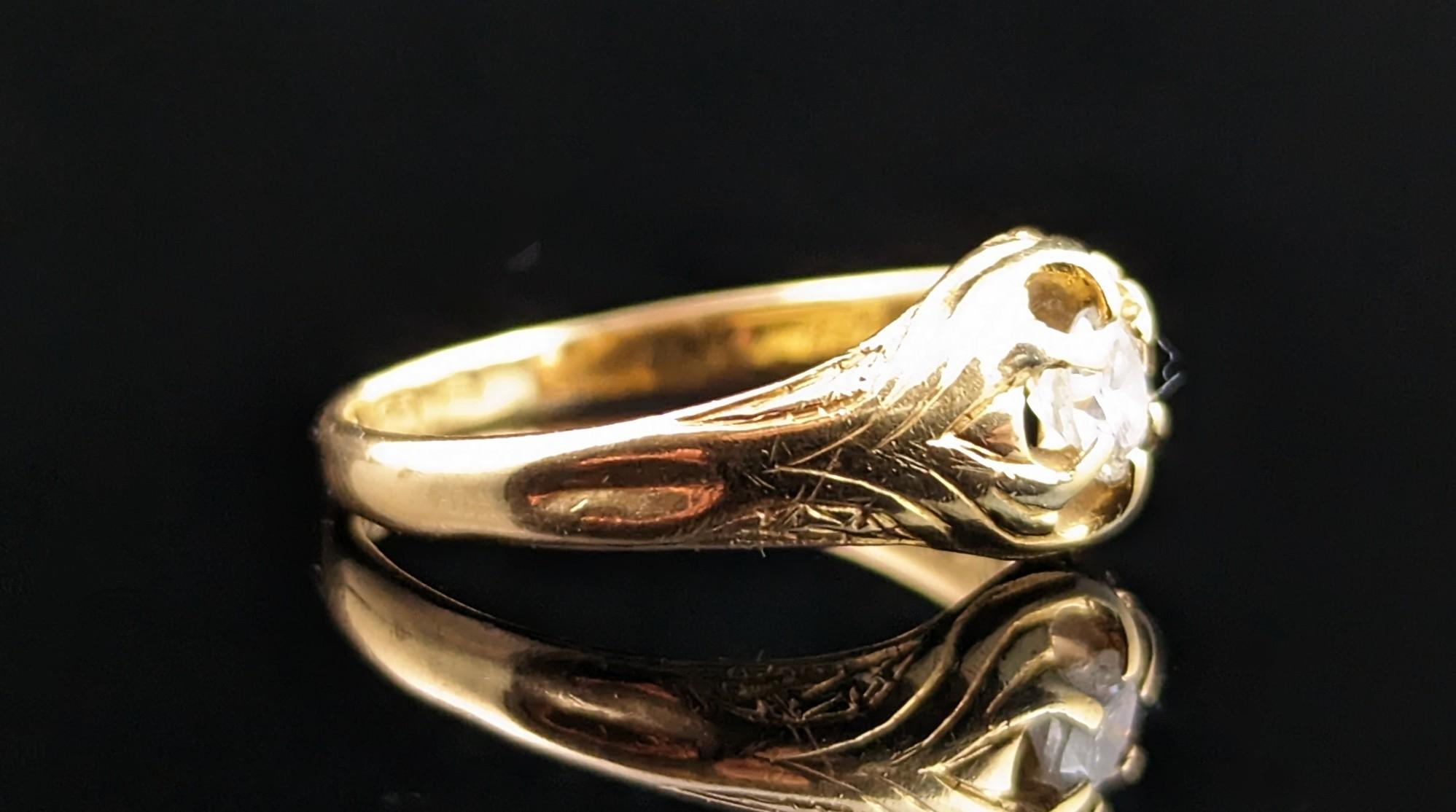 Antiker Diamant Solitär-Ring, 18 Karat Gelbgold für Damen oder Herren im Angebot
