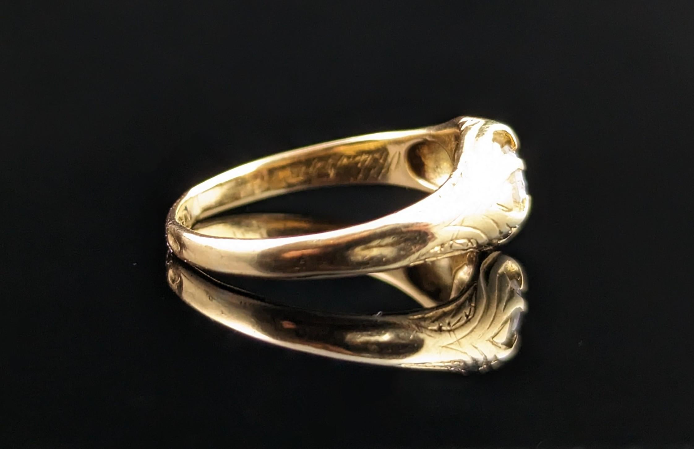 Antiker Diamant Solitär-Ring, 18 Karat Gelbgold im Angebot 1