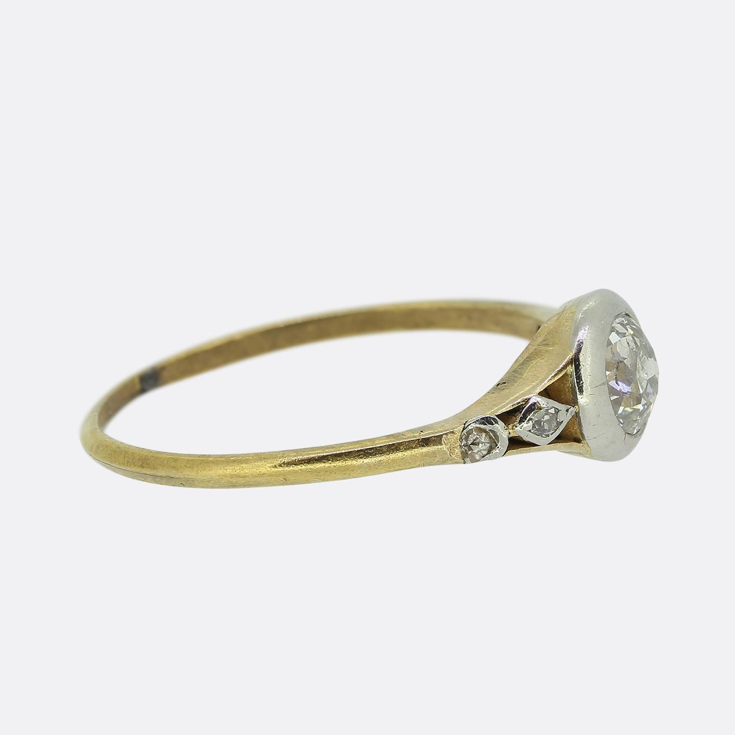 Old European Cut Antique Diamond Solitaire Ring For Sale