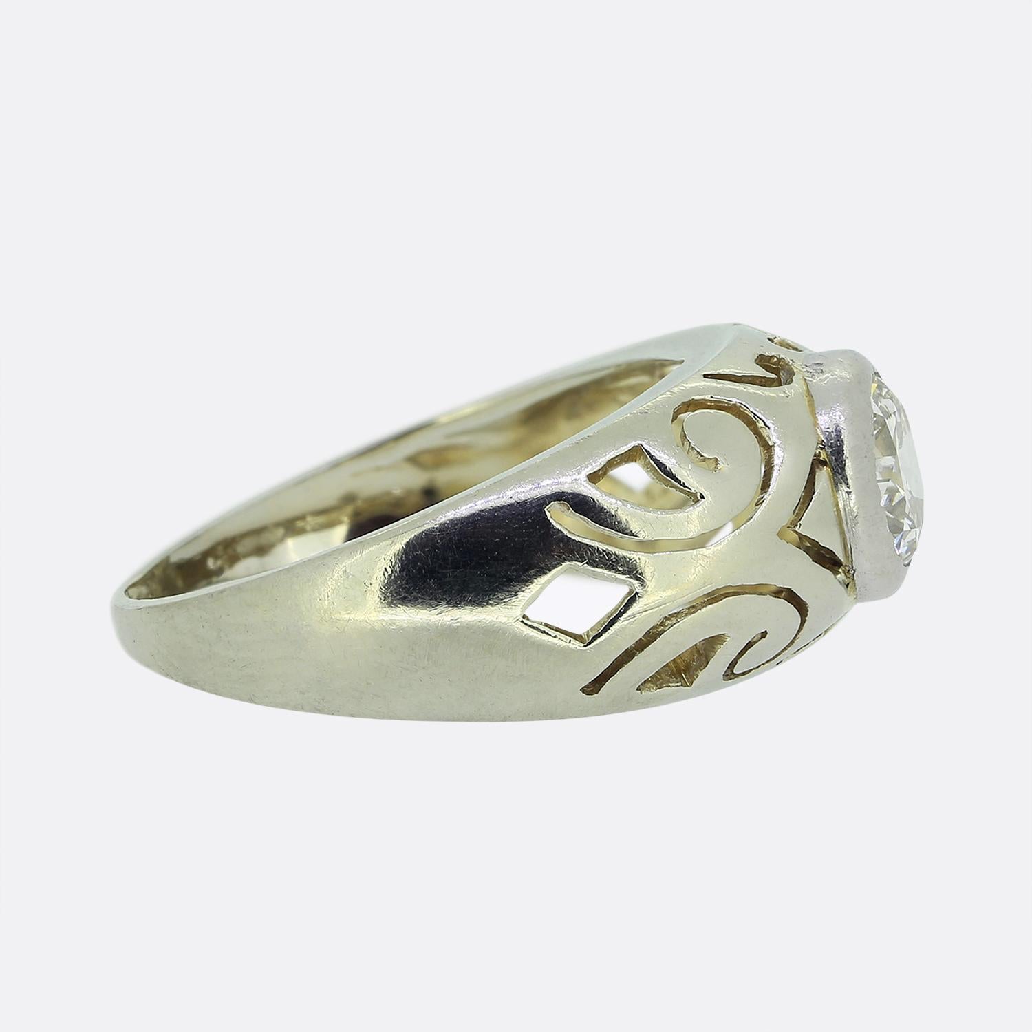 Édouardien Bague solitaire ancienne en diamants en vente