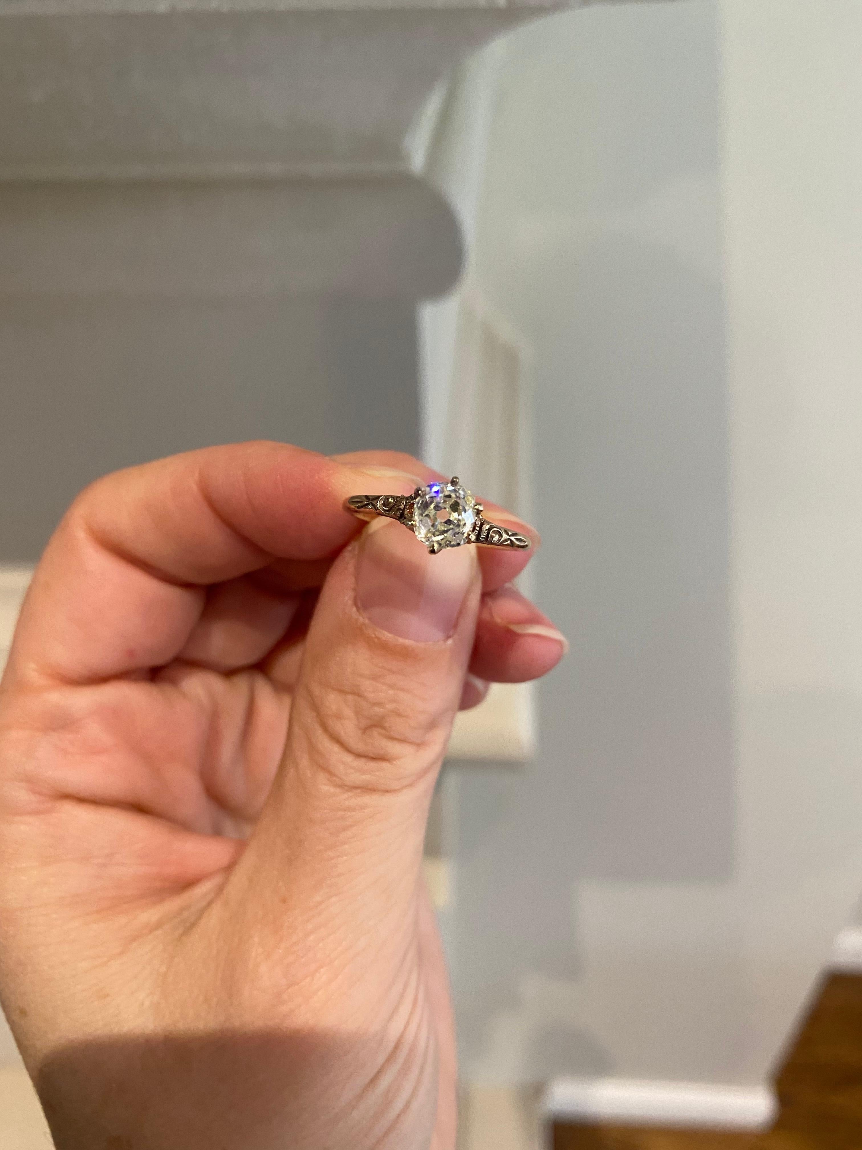 Antique Diamond Solitaire Ring For Sale 2