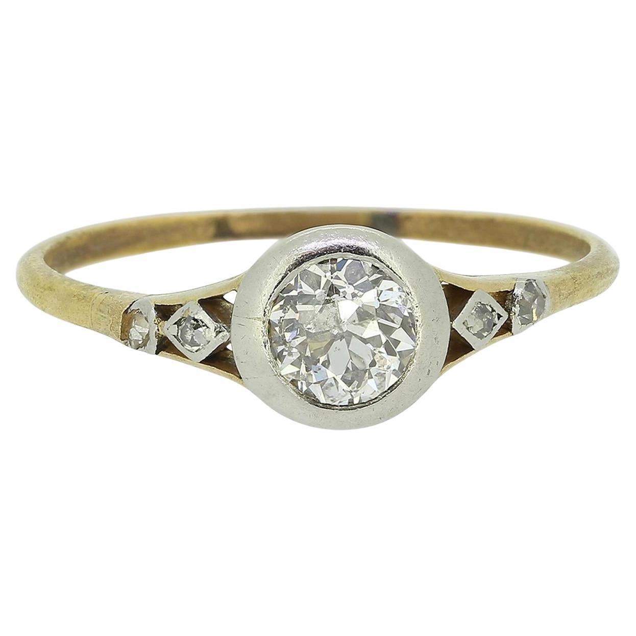 Antique Diamond Solitaire Ring For Sale