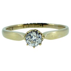 Antique Diamond Solitaire Ring in Yellow Claw Mount, Hallmarked Birmingham 1899