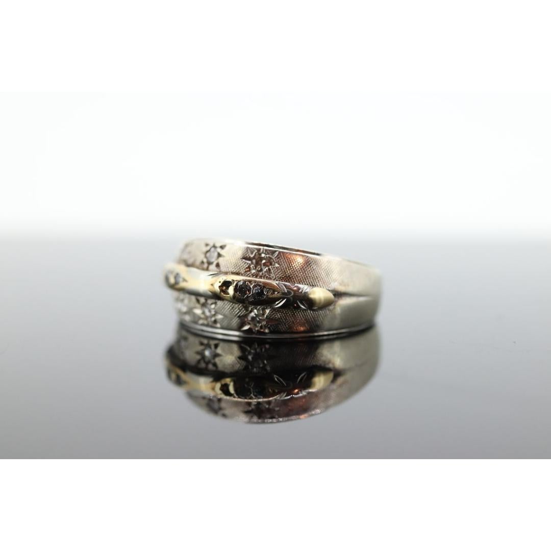 Antiker DIAMOND Sternring in Lünettenfassung. 14k Multi-Color Diamant Gypsy-Fassung Stern (Rundschliff)