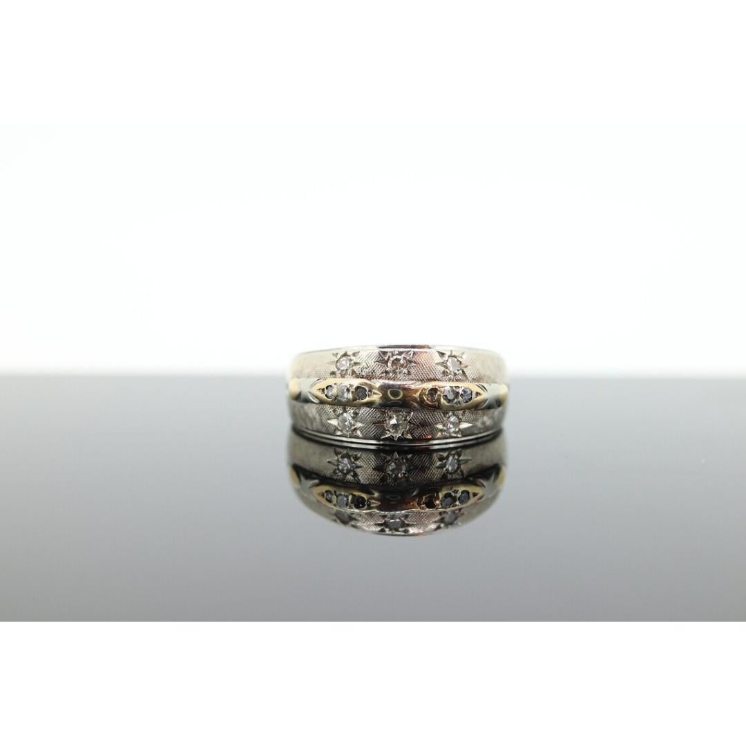 Antiker DIAMOND Sternring in Lünettenfassung. 14k Multi-Color Diamant Gypsy-Fassung Stern im Zustand „Gut“ in Port Charlotte, FL