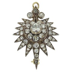Antique Diamond Star Brooch Pendant