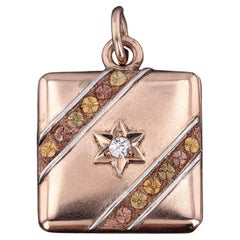 Antiguo Relicario Estrella de Diamantes de Oro de 10k