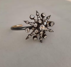 Antique Old Cut Diamond Star Bangle Bracelet
