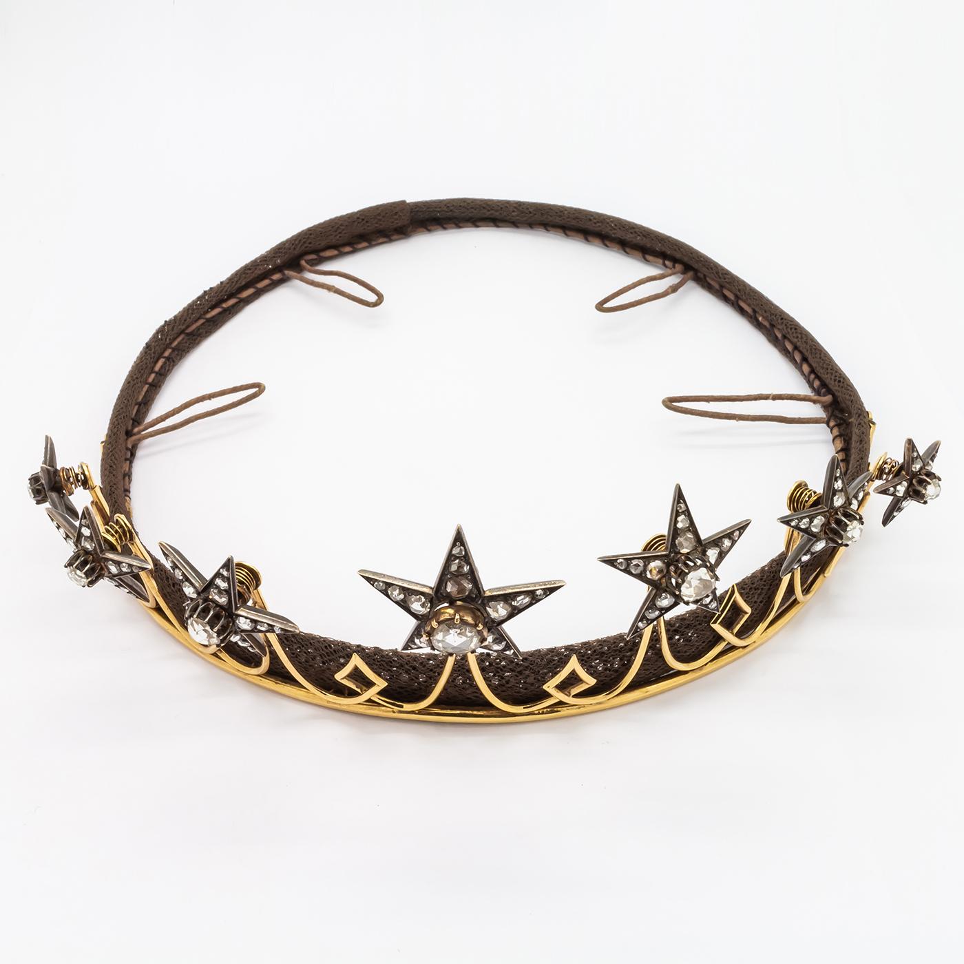 Victorian Antique Diamond Star Tiara, circa 1850