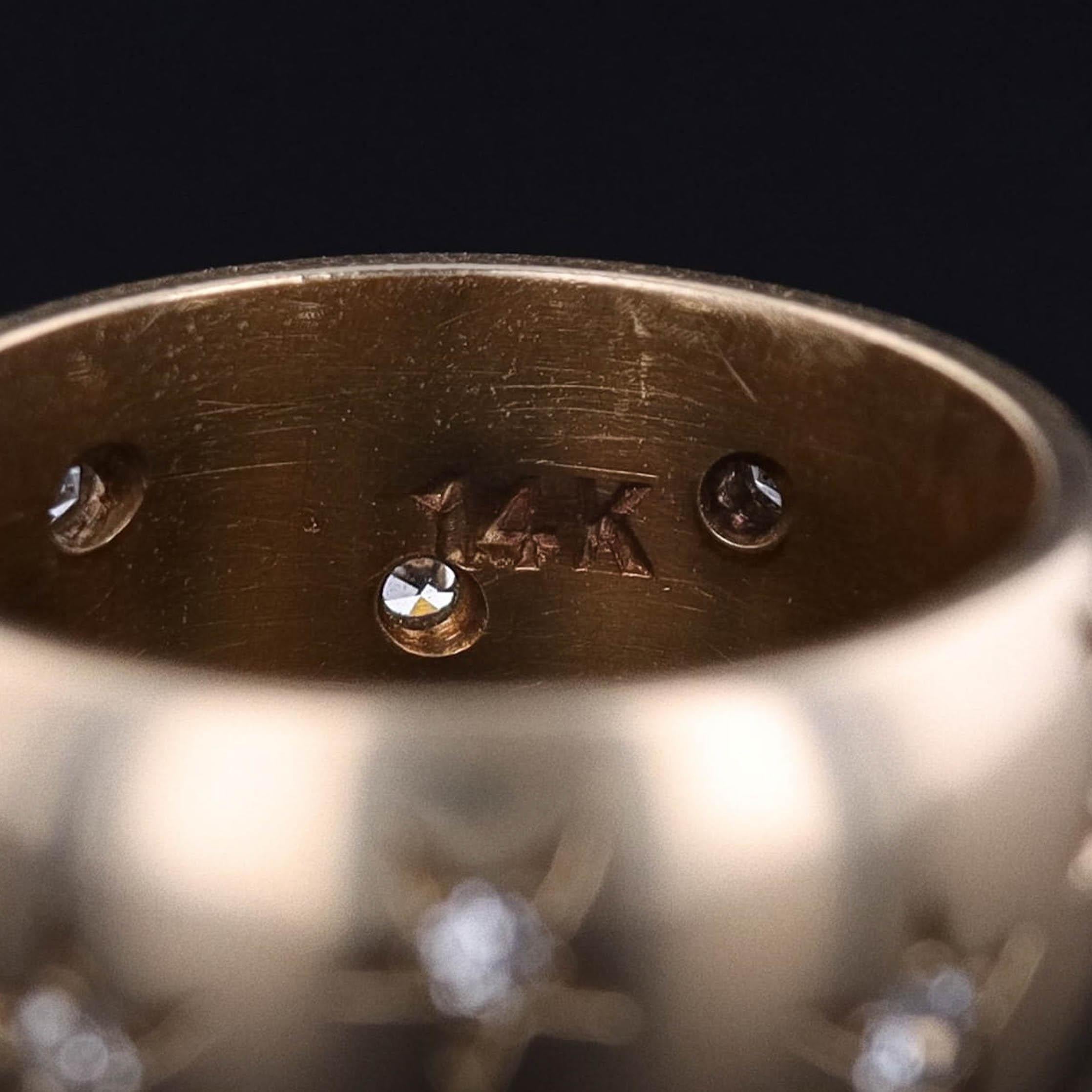 Anello antico a fascia larga con stella di diamanti in oro 14k In condizioni buone in vendita a Lewisburg, PA