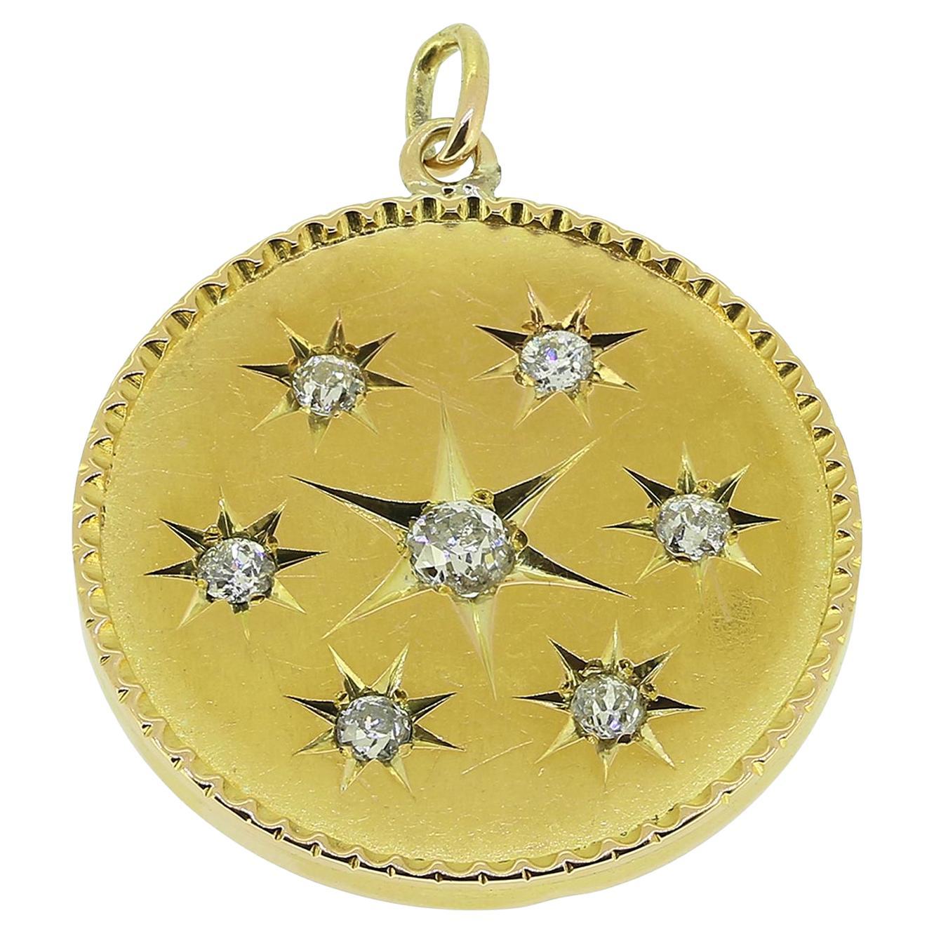 Antique Diamond Starburst Pendant in vendita