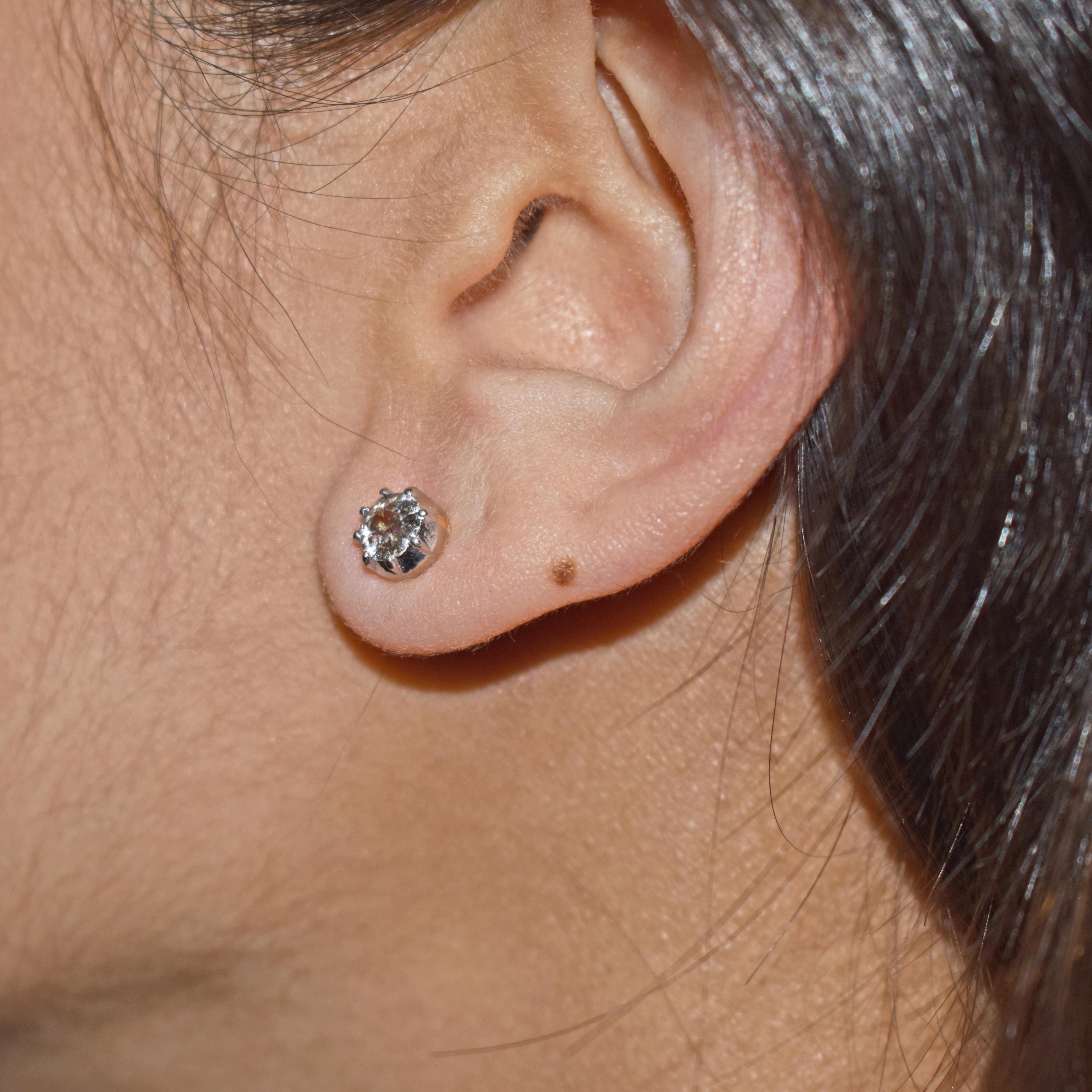 Antique Diamond Stud Earrings 1.00 Carat 1