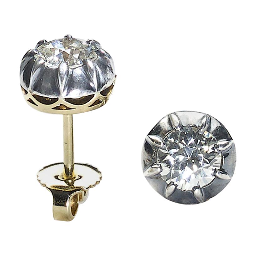 Antique Diamond Stud Earrings, 1.29 Carat For Sale at 1stDibs antique