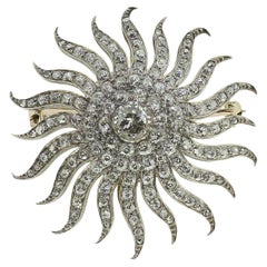 Antique Diamond Sunburst Brooch Pendant Antique Diamond Sunburst Brooch Pendant
