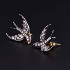 Antique Diamond Swallow Earrings