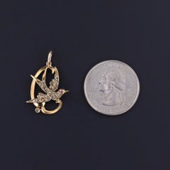 Antique Diamond Swallow Pendant of 18k Gold