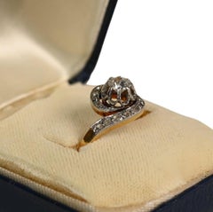 Edwardian Swirl Engagement Ring. 0.40ct Old European Cut Diamond Platinum & Gold