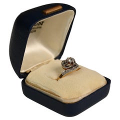 Antique Diamond Swirl Ring. 0.40ct Old European Cut Diamond Ring Platinum & Gold