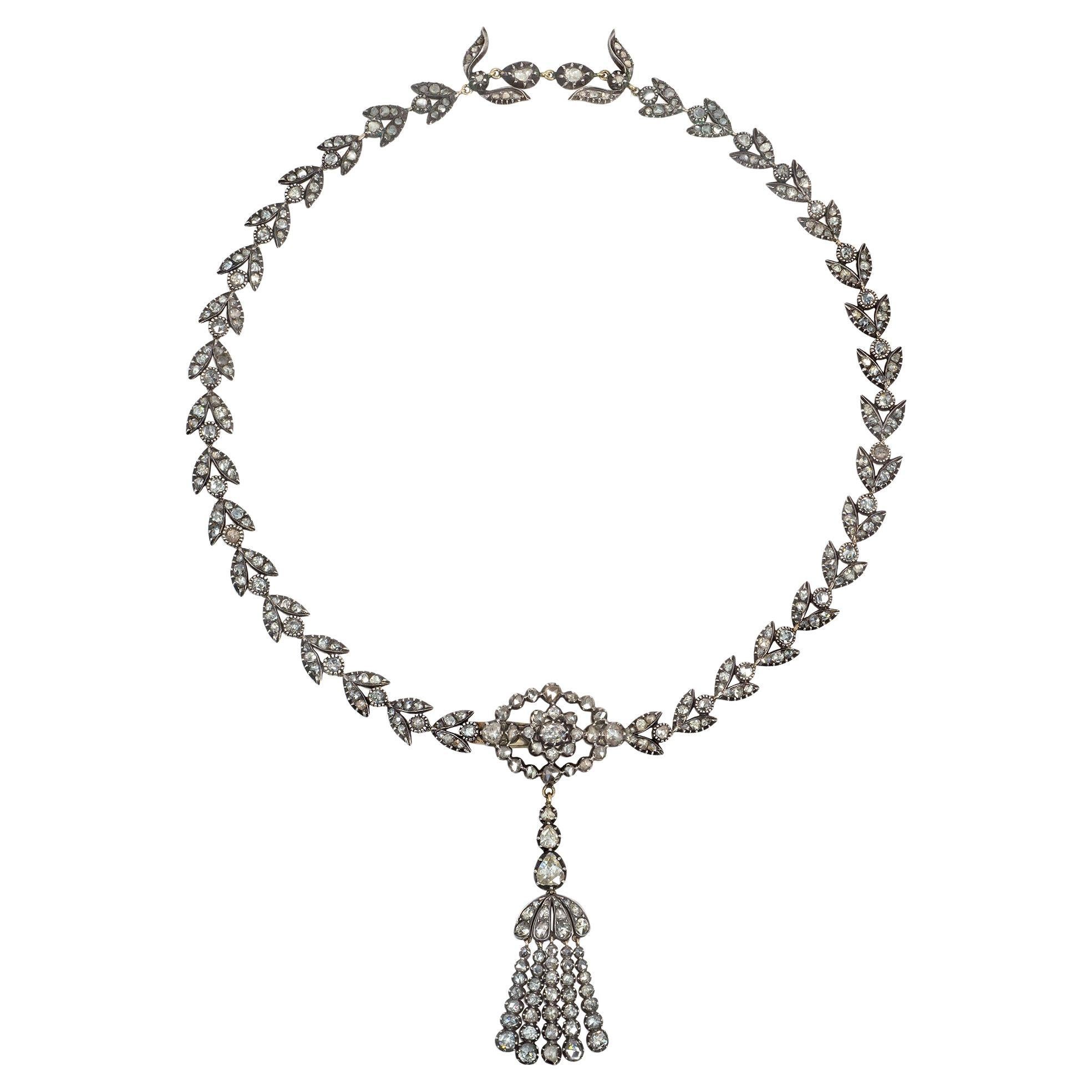 Collana di diamanti antichi con nappe