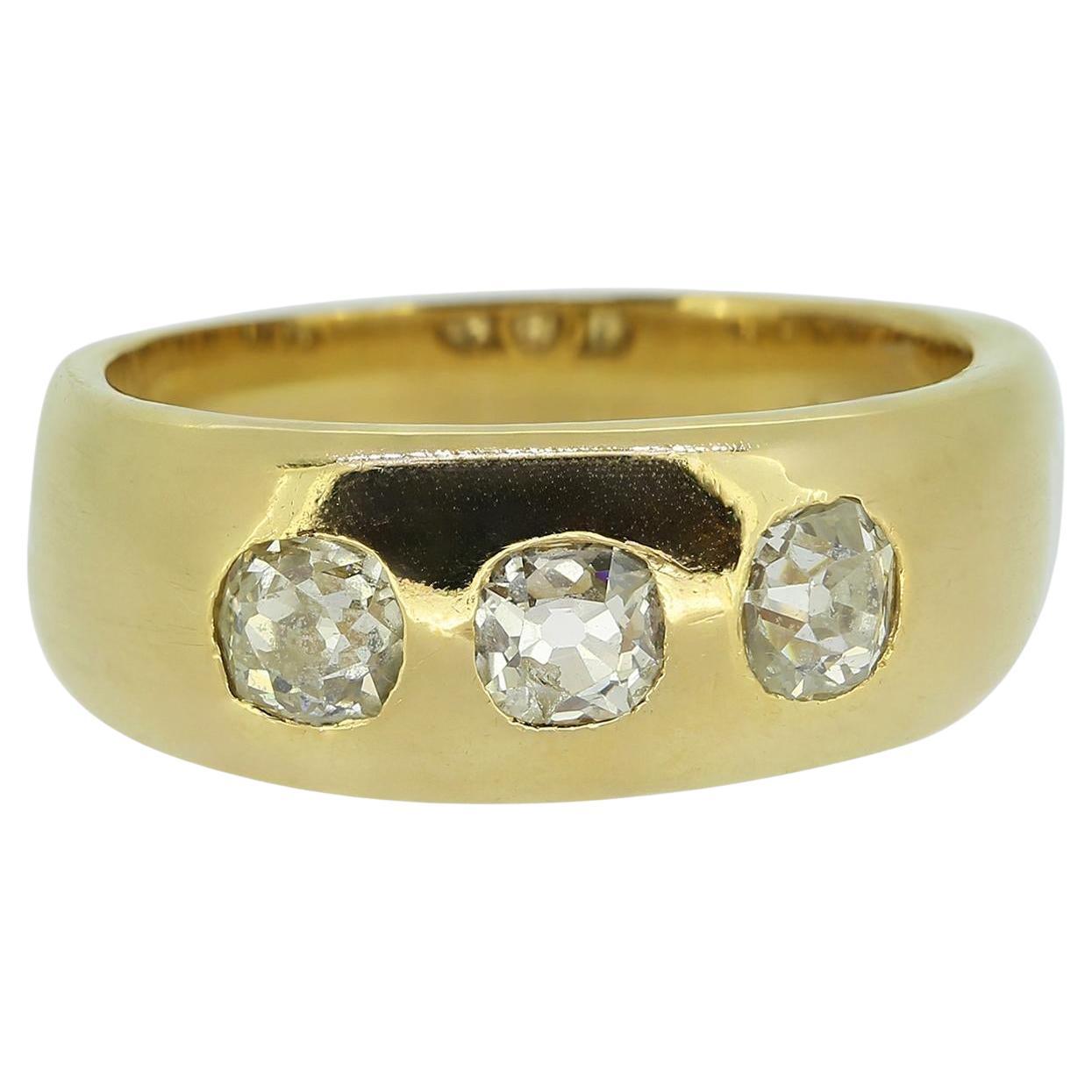 Antique Diamond Three-Stone Gypsy Ring