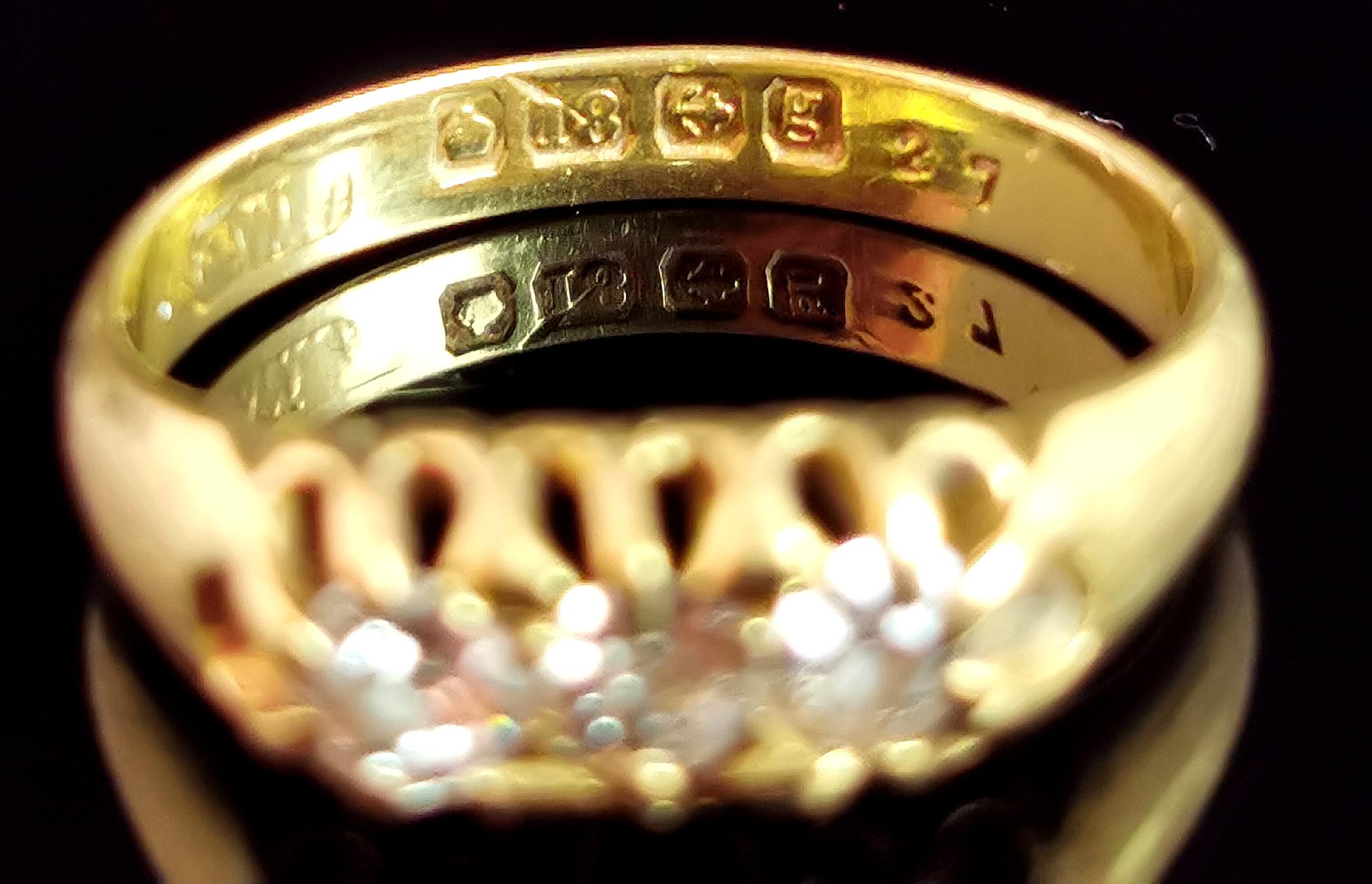 Antique Diamond three stone ring, 18k yellow gold, Edwardian  For Sale 8