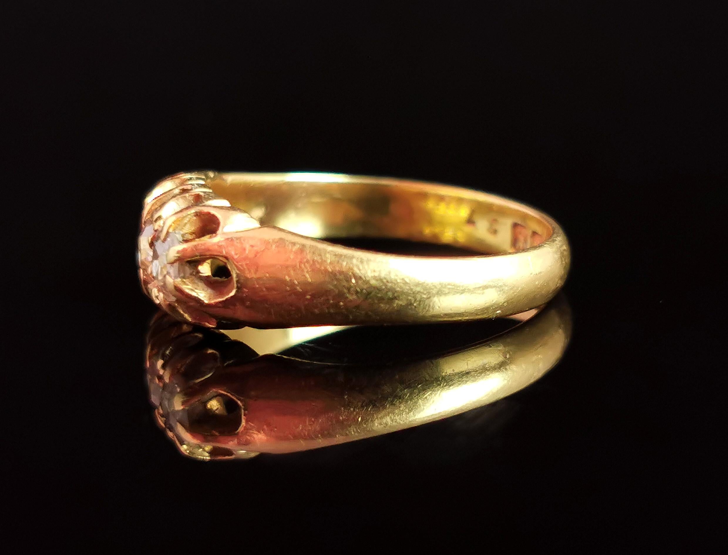 Antique Diamond three stone ring, 18k yellow gold, Edwardian For Sale 3