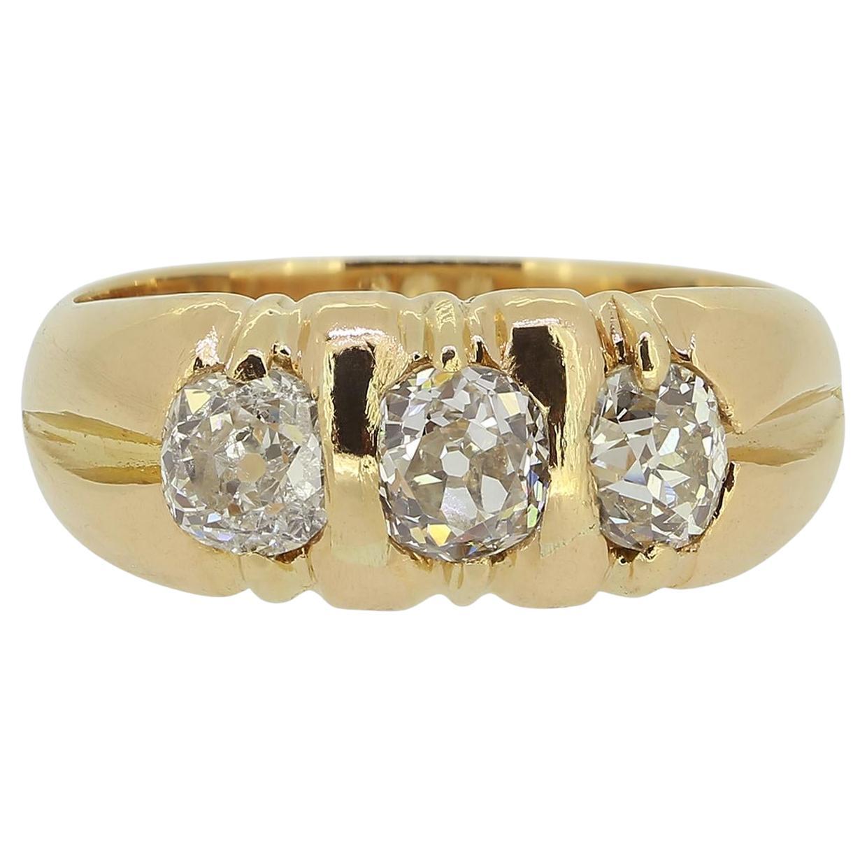 Antique Diamond Three-Stone Ring For Sale