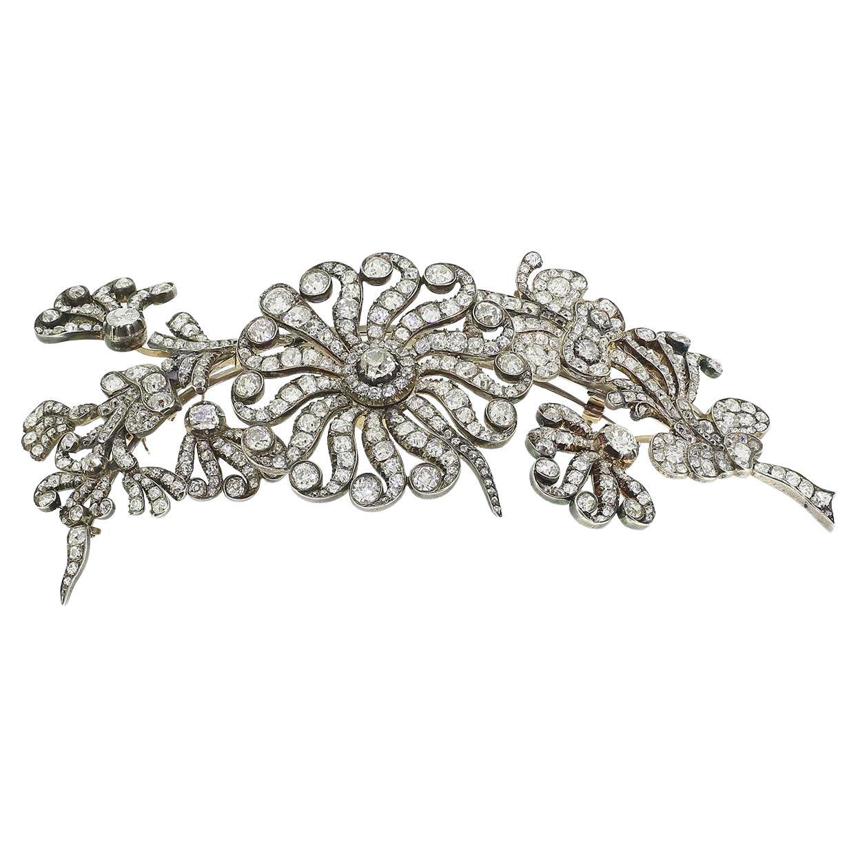Antique Diamond Tremblant Corsage Spray Brooch