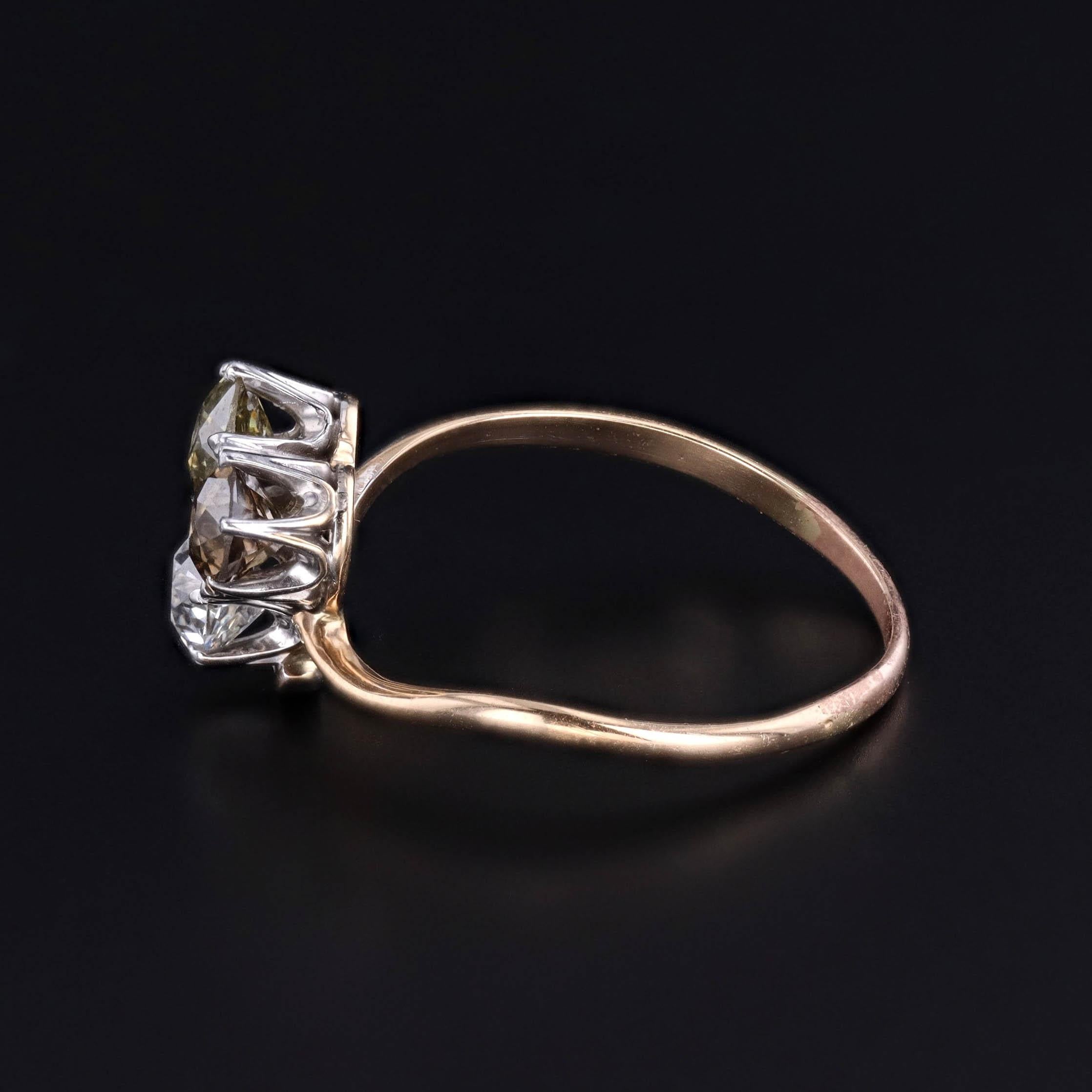 Antiker Diamant Trilogy-Ring aus 14k Gold mit Diamanten (Art déco) im Angebot