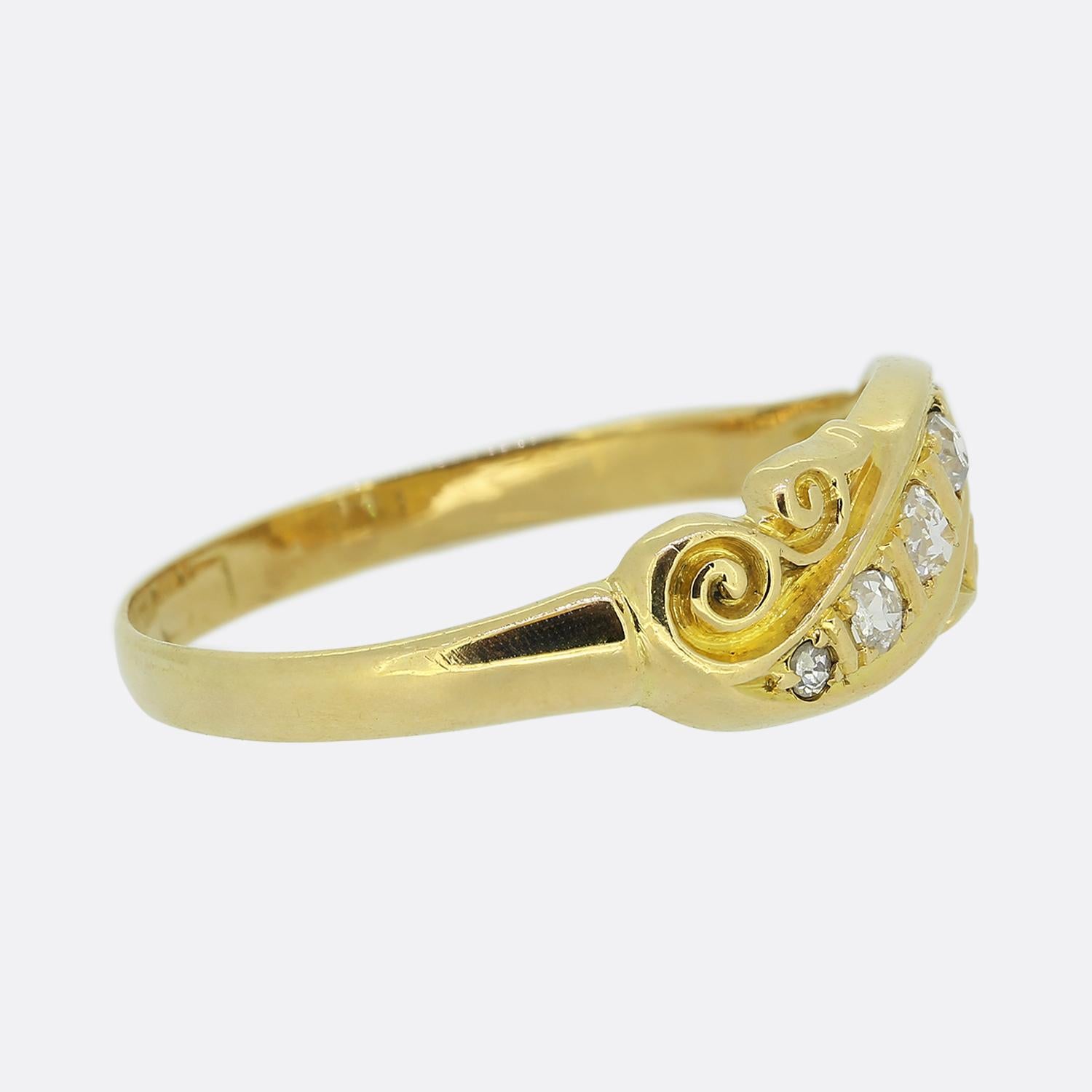 Old European Cut Antique Diamond Twist Ring For Sale