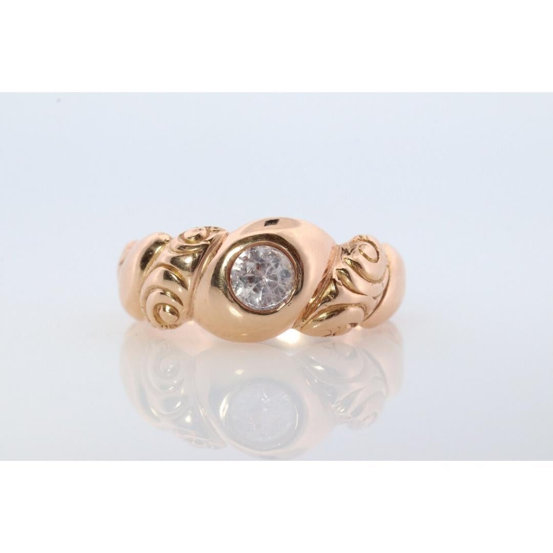 Antique Diamond (White Sapphire) Bezel Set Solitaire band. 14k Gold Sapphire For Sale 5