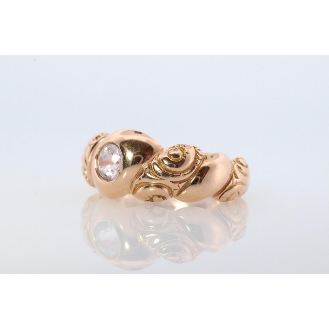 Antique Diamond (White Sapphire) Bezel Set Solitaire band. 14k Gold Sapphire For Sale 6