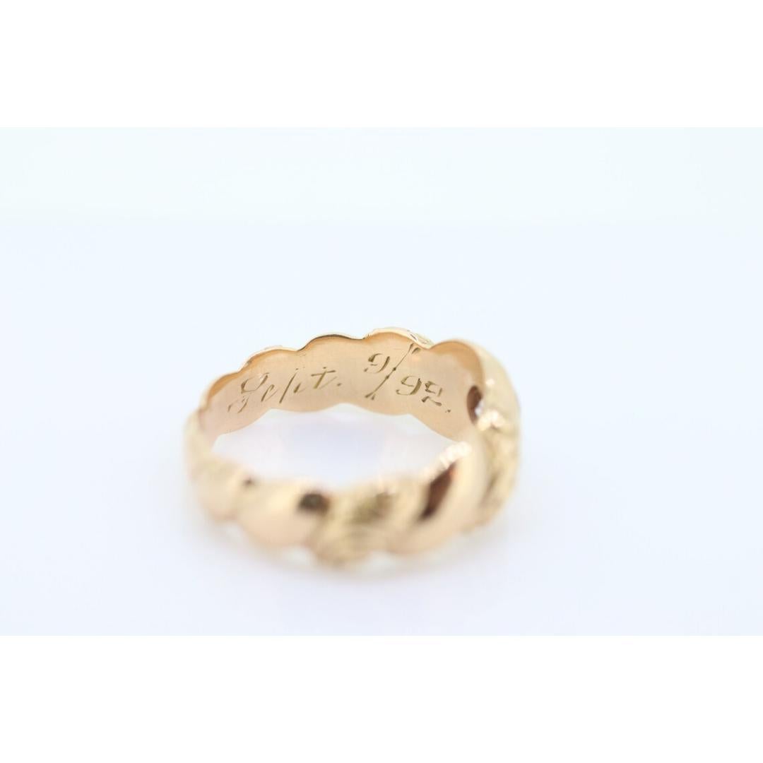 Round Cut Antique Diamond (White Sapphire) Bezel Set Solitaire band. 14k Gold Sapphire For Sale