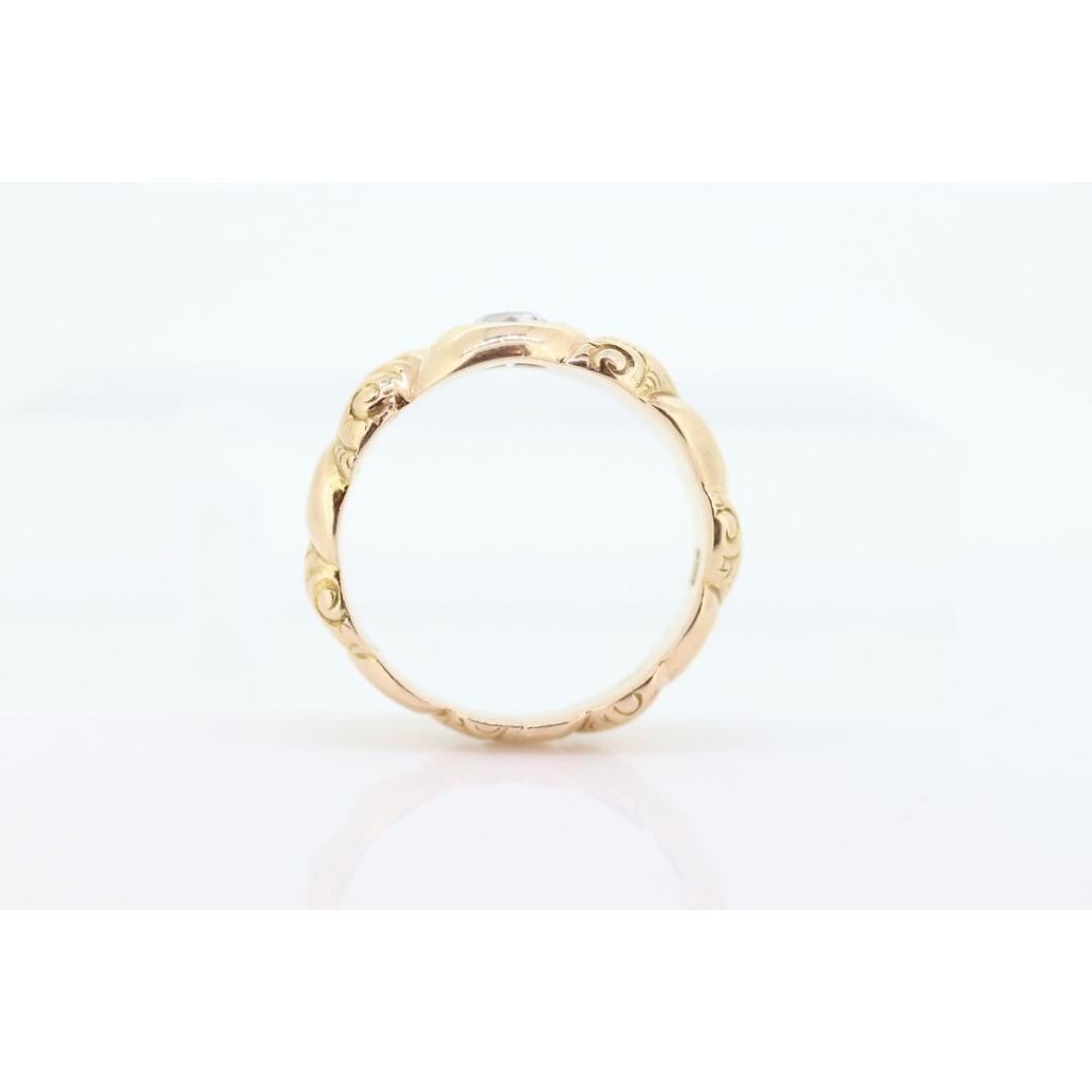Antique Diamond (White Sapphire) Bezel Set Solitaire band. 14k Gold Sapphire In Good Condition For Sale In Port Charlotte, FL